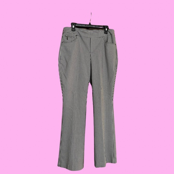 Mid rise stretch houndstooth Flared pants - Picture 3 of 6